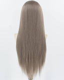 Dark Grey Long Straight Synthetic Lace Front Wig WW916
