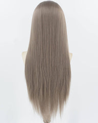 Dark Grey Long Straight Synthetic Lace Front Wig WW916