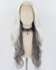 White Grey Black Synthetic Lace Front Wig WW761