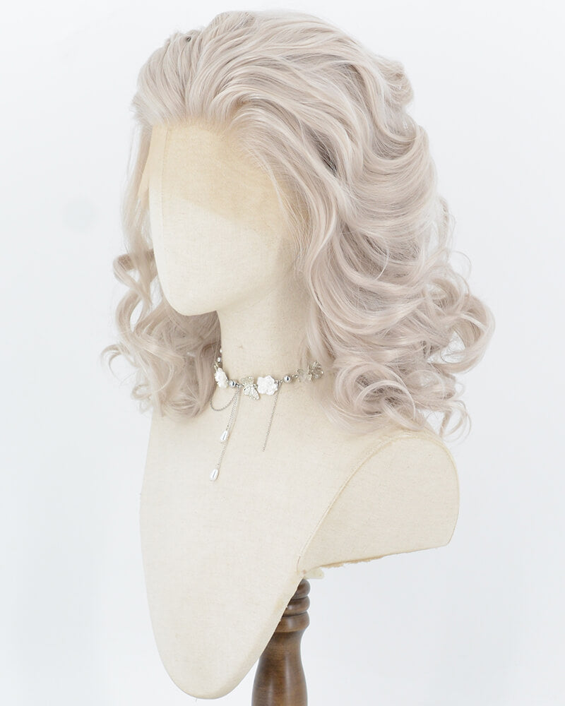 Grey Wavy Short Synthetic Lace Front Wig WW111