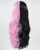 Half Black Half Pink Synthetic Lace Front Wig WW570
