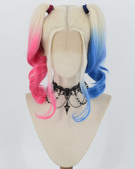 Harley Quinn Pink Blue Synthetic Lace Front Wig WT065-1