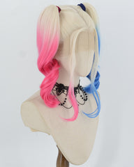Harley Quinn Pink Blue Synthetic Lace Front Wig WT065-1