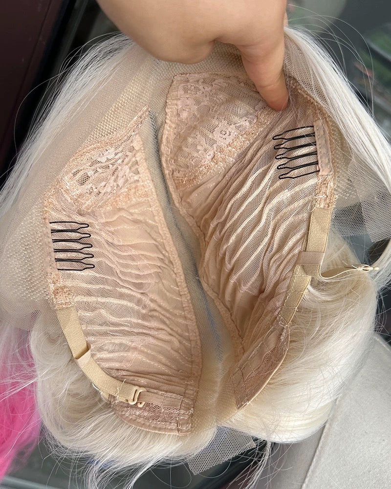 Half pink Half Blue Synthetic Lace Front Wig WT065