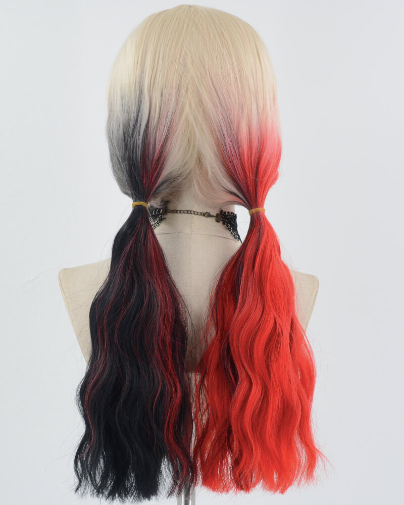 Red Black Harley Quinn Synthetic Wig HW532