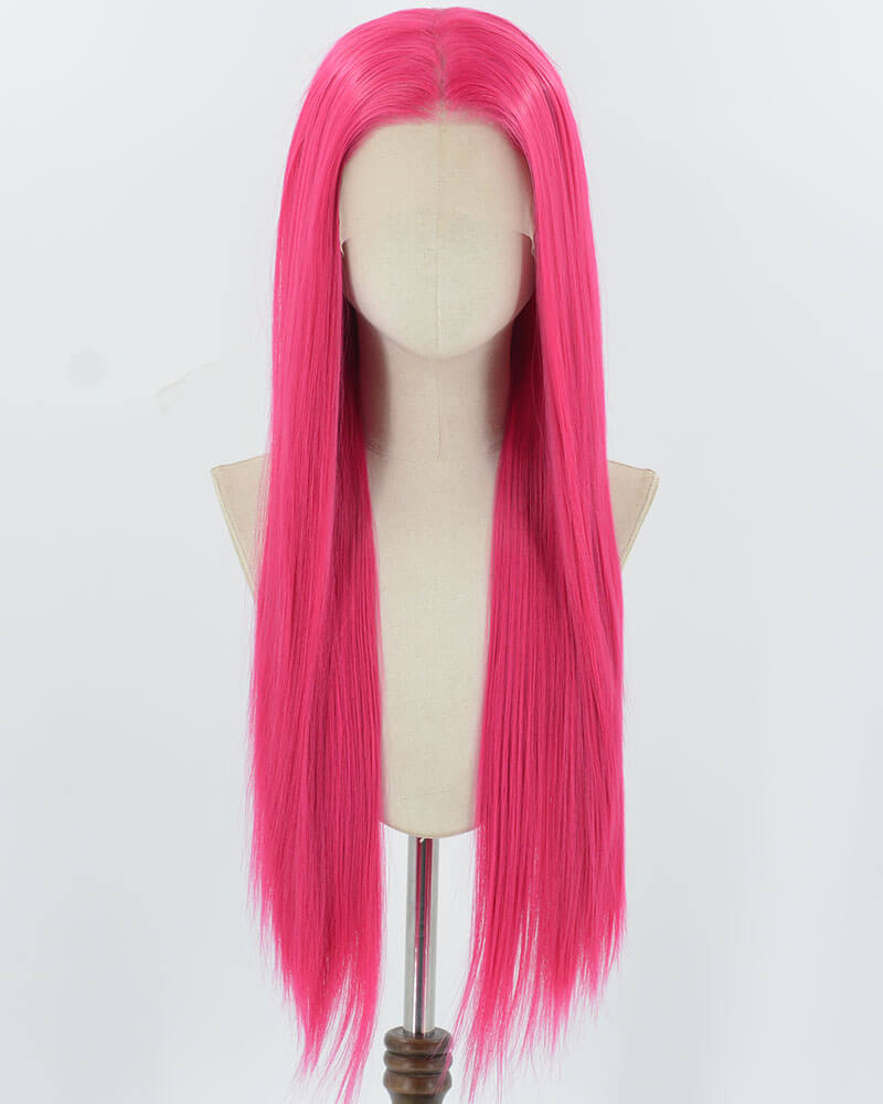 Hot Pink Synthetic Lace Front Wig WT088