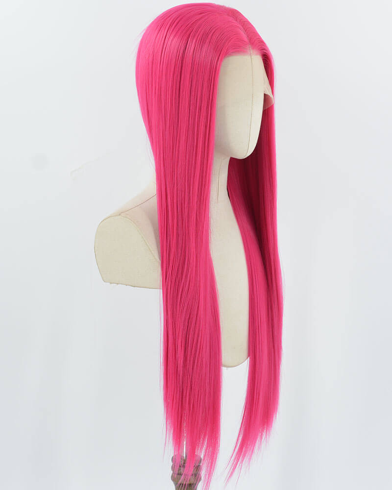 Hot Pink Synthetic Lace Front Wig WT088