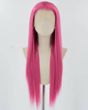 Hot Rose Pink Long Straight Synthetic Lace Front WigWW877