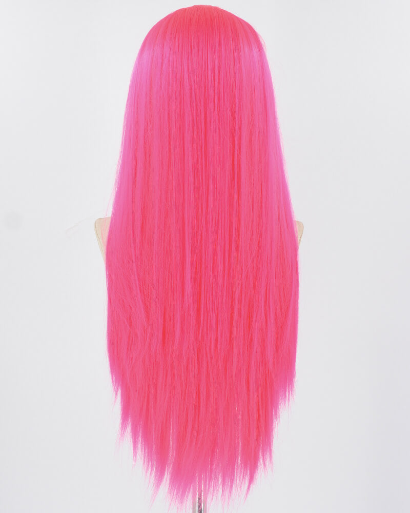 Hot Pink Long Straight Synthetic Lace Front Wig WW783