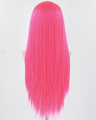 Hot Pink Long Straight Synthetic Lace Front Wig WW783