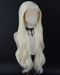 Creamy White Blonde Wavy Synthetic Lace Front Wig WW1089