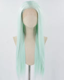 Light Green Long Straight Synthetic Lace Front Wig WW781