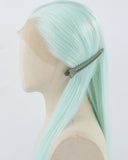 Light Green Long Straight Synthetic Lace Front Wig WW781