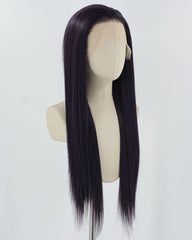 Black Purple Long Straight Synthetic Lace Front Wig WW852