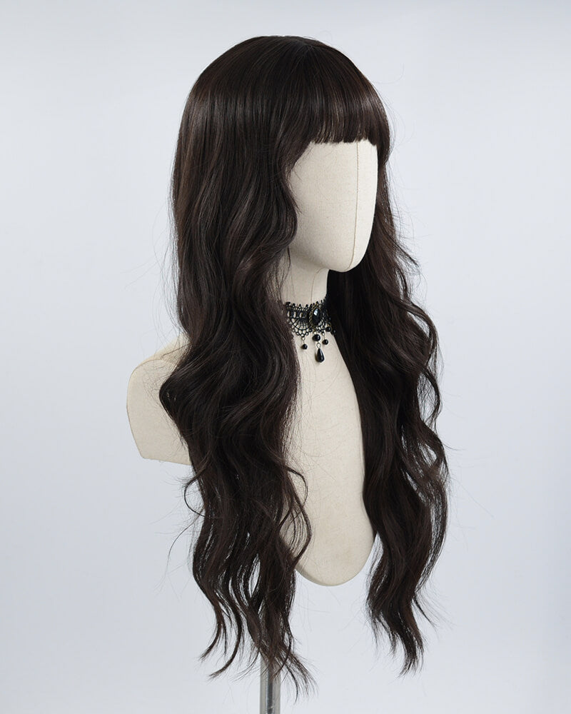 Long Black Wavy Synthetic Wig HW248