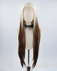 30Inch Blonde Ombre brown Synthetic Lace Front Wig WW539