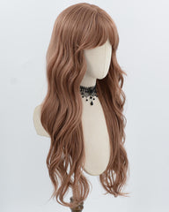 Long Pink Brown Curly Synthetic Wig HW797