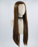30 Inch Long Brown Straight Synthetic Lace Front Wig WW556