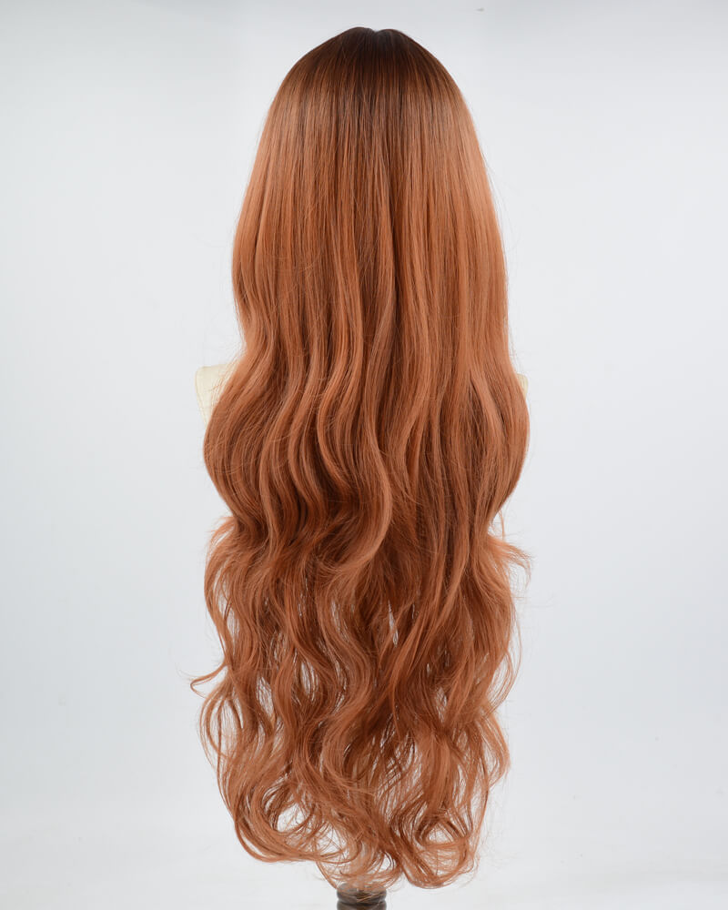 30Inch Orange Brown Long Synthetic Wig HW447