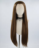 30 Inch Long Brown Straight Synthetic Lace Front Wig WW556