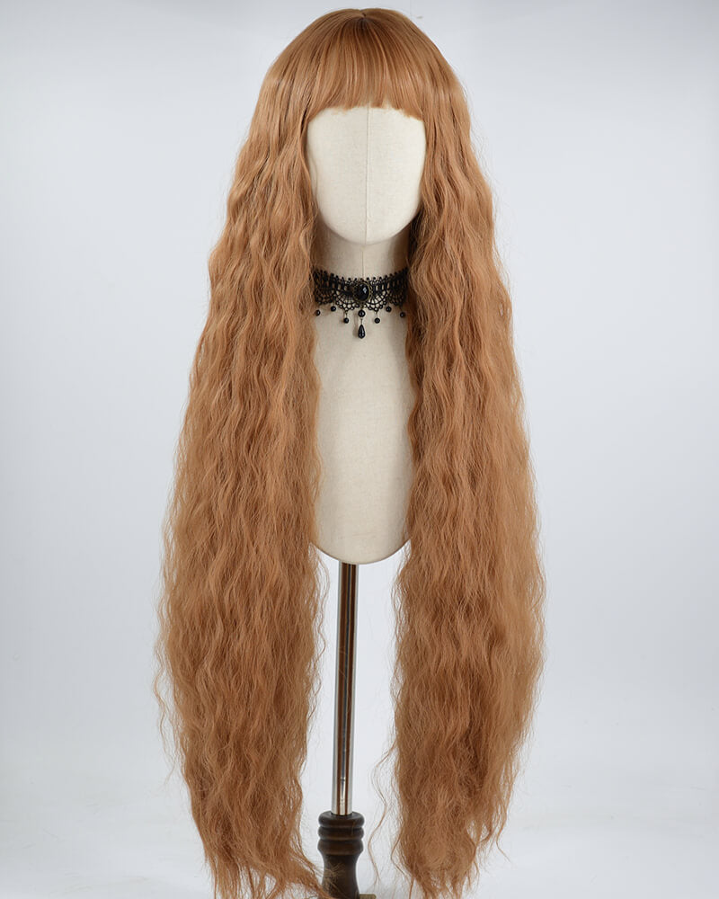 38Inches Long Brown Curly Synthetic Wig HW317