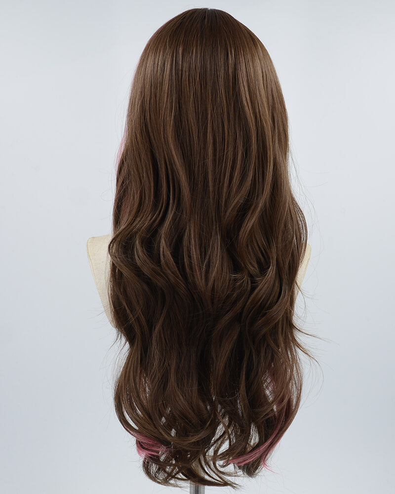 Long Brown Pink Synthetic Wig HW292