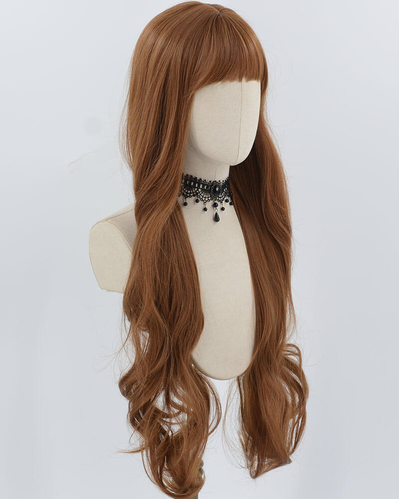 Long Brown Wavy Synthetic Wig HW659