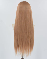 Red Brown Long Straight Synthetic Lace Front WigWW864