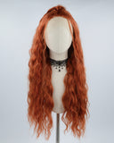 Long Curly Cooper Red Synthetic Lace Front Wig WW520