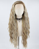 Brown Ombre Blonde Long Curly Synthetic Lace Front Wig WW695