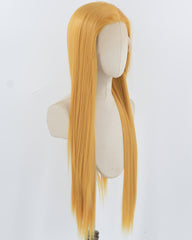 Golden Blonde Long Straight Synthetic Lace Front Wig WW936