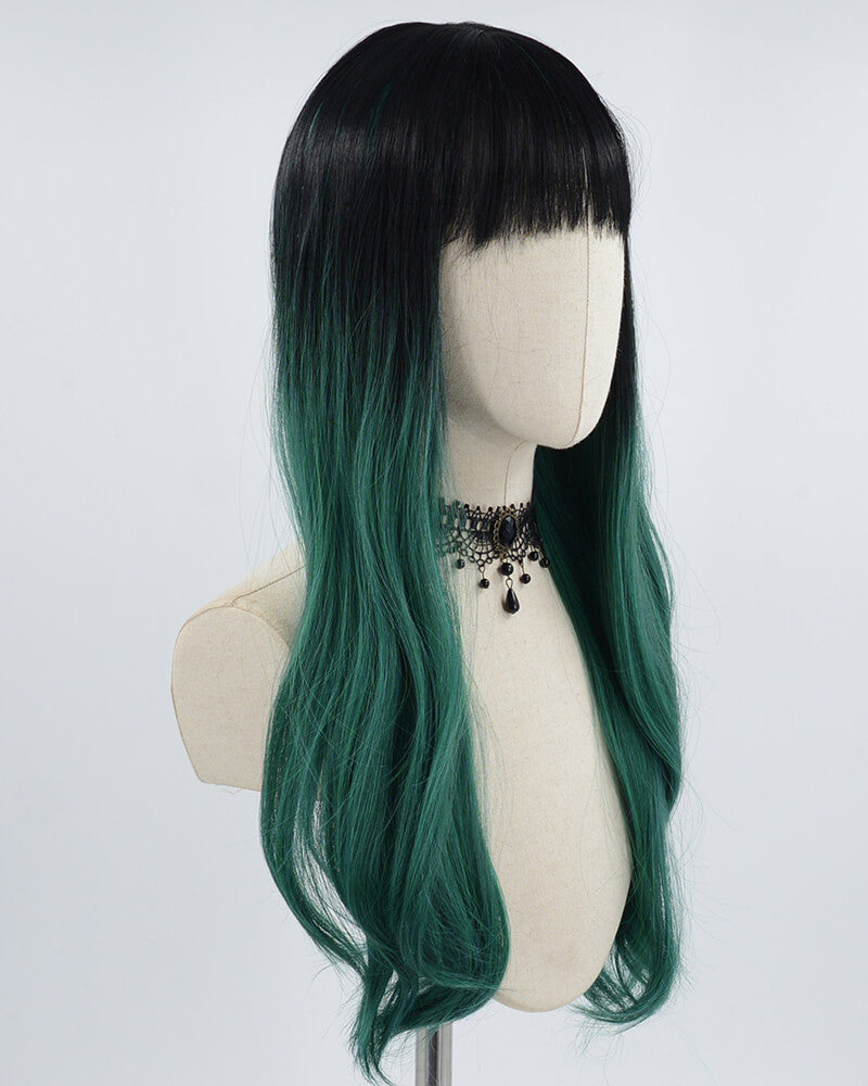 Black Green Synthetic wig HW272
