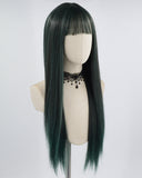 Long Green Straight Synthetic Wig HW369
