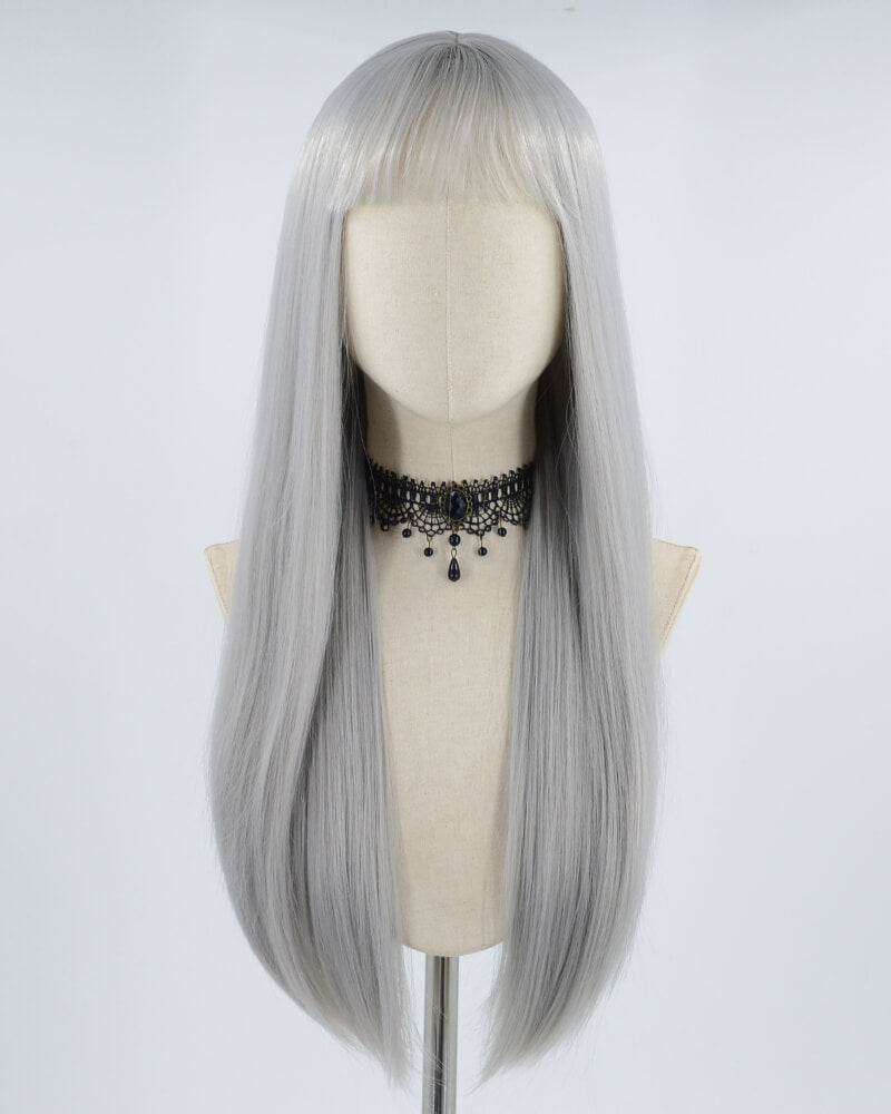 Grey Long Straight Synthetic Wig HW278