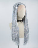 Long Grey Tinsel Synthetic Lace Front Wig WW514