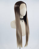 Black Ombre Brown Grey Synthetic Lace Front Wig WW549