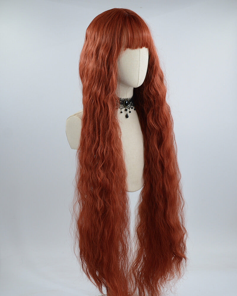 40 Inch Long Curly Orange Synthetic Wig HW262