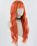 Long Wavy Orange Synthetic Wig HW531