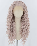 Pink Curly Synthetic Lace Front Wig WW946