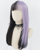 Half Purple Half Black Synthetic Wig HW183