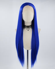 T Part Blue Long Straight Synthetic Lace Front Wig NH-1