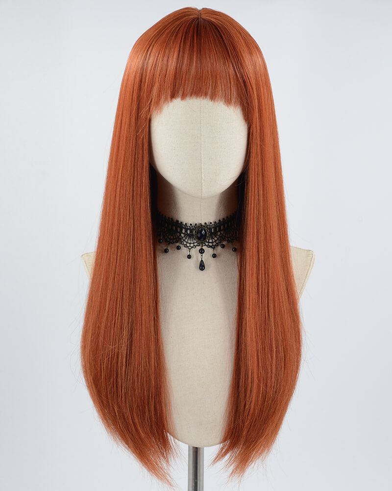 Copper Red Long Straight Synthetic Wig HW304