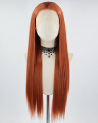 Copper Red Straight Synthetic Lace Front Wig WW683