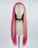 Pink Streaked Blonde Synthetic Lace Front Wig WW522