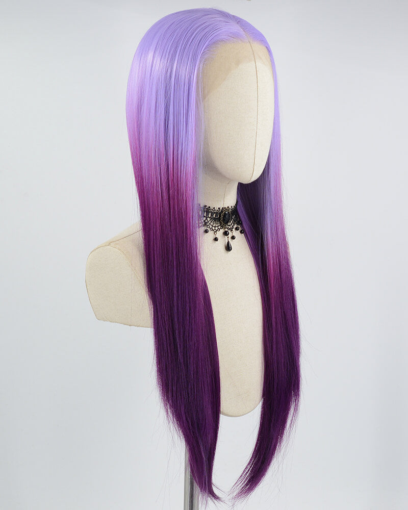 Ombre Purple Long Straight Synthetic Lace Front Wig WW581