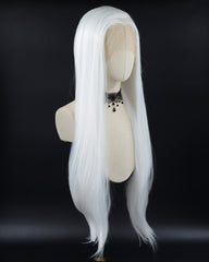 30Inch Long White Straight Synthetic Lace Front Wig WW554