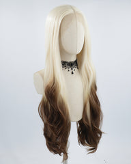 Blonde Ombre Brown Long Wavy Synthetic Lace Front Wig WW550