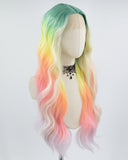 Green Ombre Rainbow Synthetic Lace Front Wig WW601