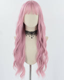 Long Pink Wavy Synthetic Wig HW578