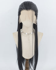  Mixed Black Grey Synthetic Lace Front Men's Wig MW052